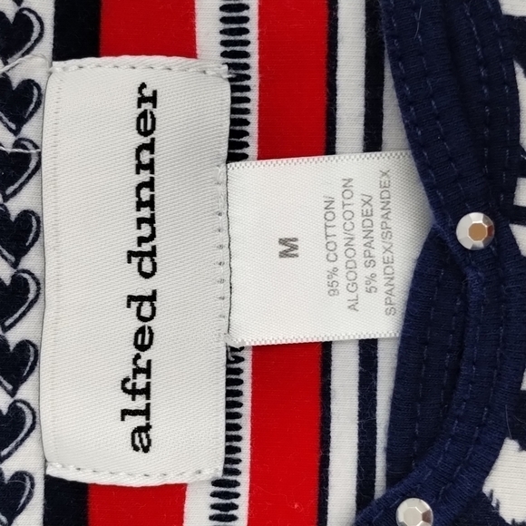 Alfred Dunner Pullover Red White Blue Top Short Sleeve Size Medium Heart Print - Picture 6 of 8